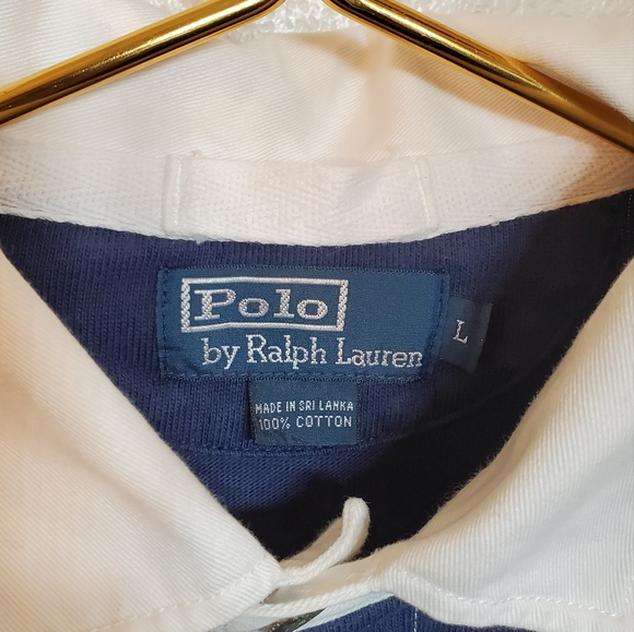 Polo by Ralph Lauren Navy and White Striped Rugby - Picture 4 of 5